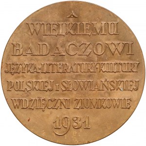 Medal Aleksander Brückner - wielkiemu badaczowi 1931