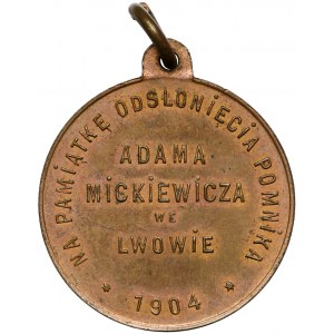 Medal Odsłonicie Pomnika Adama Mickiewicza Lwów 1904