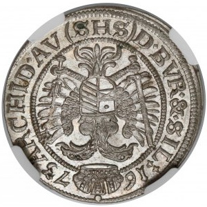 Śląsk, Leopold I, 6 krajcarów 1673 SHS, Wrocław - ODWROTKA - okazowy