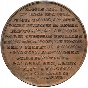 Medal z suity królewskiej - Zygmunt II August - odbitka w brązie - ex. Herstal