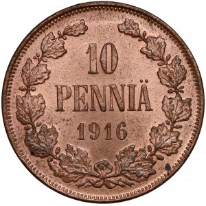 Finland / Russia, Nicholas II, 10 Penniä 1916