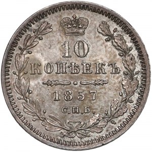 Rosja, Aleksander II, 10 kopiejek 1857 ФБ, Petersburg