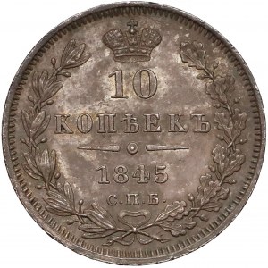 Rosja, Mikołaj I, 10 kopiejek 1845 КБ, Petersburg