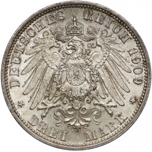 Niemcy, Schwarzburg-Sondershausen, 3 marki 1909
