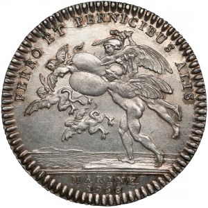 Francja, Ludwik XV, Żeton 1758 FERRO ET PERNICIBUS ALIS - rzadki