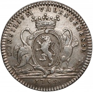 Francja, Ludwik XV, Żeton 1758 CONSILIUM VAL... - popiersie