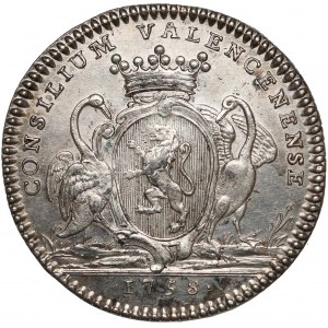 Francja, Ludwik XV, Żeton 1758 CONSILIUM VAL... - głowa