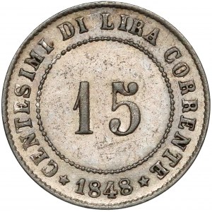 Italy, Venice, 15 Centesimi 1848