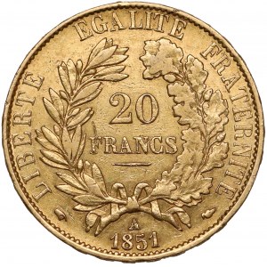 Francja, 20 franków 1851-A