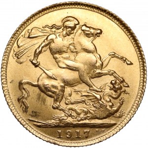 Australia, George V, Sovereign 1917-P, Perth - countermarked
