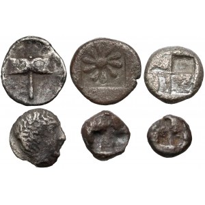 Grecja i Azja Mniejsza, zestaw 6 srebrnych monet - małe srebrne frakcje (Nr. 4)