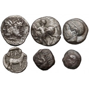 Grecja i Azja Mniejsza, zestaw 6 srebrnych monet - małe srebrne frakcje (Nr. 4)