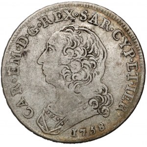 Italy, Duchy of Savoy, Charles Emmanuel III, 1/2 Scudo 1758