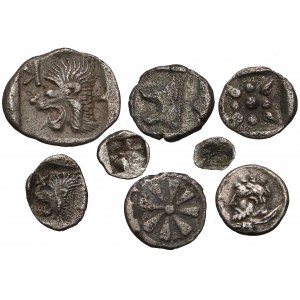 Grecja i Azja Mniejsza, zestaw 8 srebrnych monet - małe srebrne frakcje (Nr. 2)