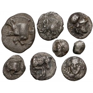 Grecja i Azja Mniejsza, zestaw 8 srebrnych monet - małe srebrne frakcje (Nr. 2)