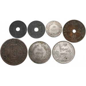 Indochiny, 1/4-20 centów 1879-1942 (7szt)
