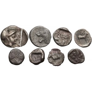 Grecja i Azja Mniejsza, zestaw 8 srebrnych monet - małe srebrne frakcje (Nr. 3)