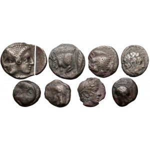Grecja i Azja Mniejsza, zestaw 8 srebrnych monet - małe srebrne frakcje (Nr. 3)