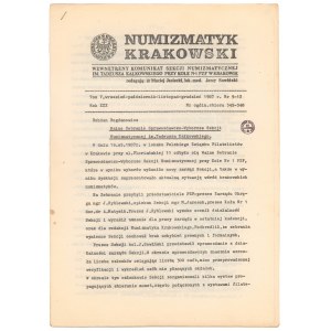 Numizmatyk Krakowski, Tom V, nr 9-12 1987 r.