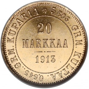 Finland / Russia, Nicholas II, 20 Markkaa 1913