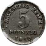 Regency Kingdom of Poland, PATTERN 5 Pfennig 1918 - MULE - German Reverse - RARE