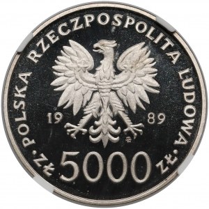 Próba NIKIEL 5.000 złotych 1989 Jan Paweł II - na kratce