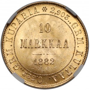 Finlandia / Rosja, Aleksander III, 10 markkaa 1882 - mennicze