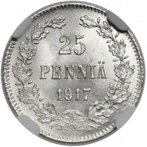 Finland / Russia, Nicholas II, 25 Penniä 1917