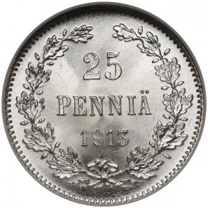 Finland / Russia, Nicholas II, 25 Penniä 1913