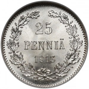 Finlandia / Rosja, Mikołaj II, 25 penniä 1913