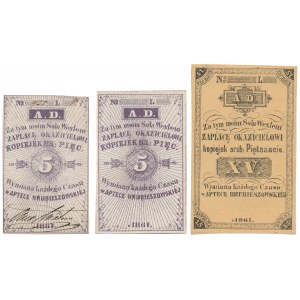 Hrubieszów, Apteka hrubieszowska, 2x 5 i 15 kopiejek 1861 (3szt)