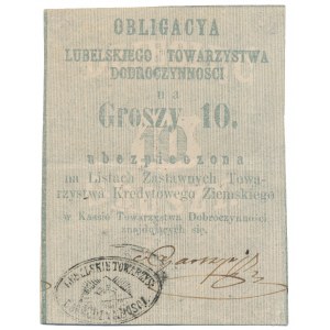 Lublin, Lubelskie Towarzystwo Dobroczynności, 10 groszy = 5 kopiejek 1861