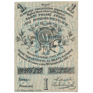 Lublin, Lubelskie Towarzystwo Dobroczynności, 1 złoty = 15 kopiejek 1861