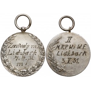 Rzut granatem, Medale za I i II miejsce, Lidzbark 1931 (2szt)