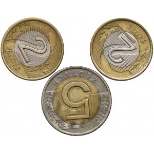 Destrukty, 2 i 5 złotych 1994-1995 (3szt)
