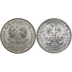 Rybak 5 zł 1971 i Jadwiga 100 zł 1988 BEZ monogramu (2szt)