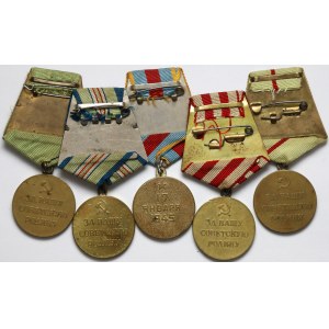 ZSRR, Zestaw medali za: Kaukaz, Moskwę, Stalingrad, Leningrad, Warszawę (5)