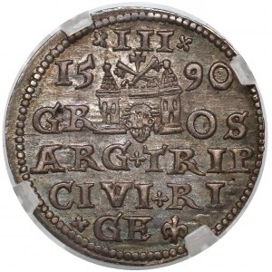 Zygmunt III Waza, Trojak Ryga 1590 - mała głowa