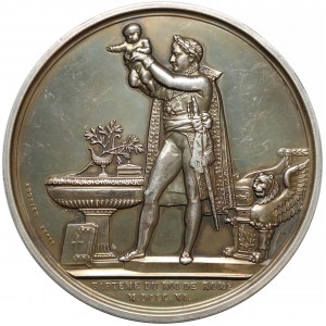 Francja, Medal Chrzest Króla Rzymu - srebro 700 gram - późniejsza odbitka