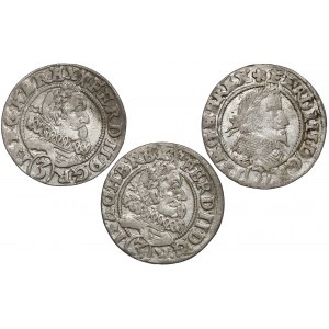 Śląsk, Ferdynand II i III, 3 krajcary 1628-1639, Wrocław (3szt)