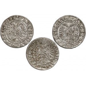 Śląsk, Ferdynand II i III, 3 krajcary 1628-1639, Wrocław (3szt)