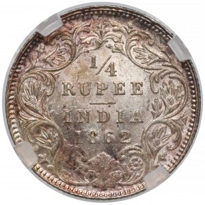British India, Victoria, 1/4 Rupee 1862