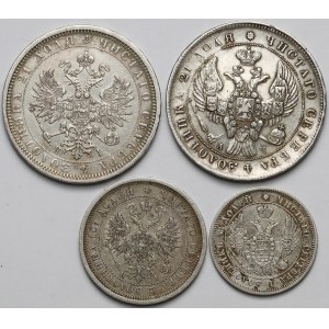 Russia, 25 Kopecks & Poltina & 2x Rouble 1842-1877 (4pcs)