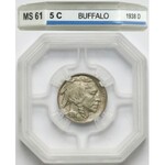 USA, 5 centów 1938-D - GENI MS61