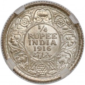Indie Brytyjskie, Jerzy V, 1/4 rupii 1916