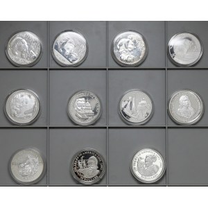 Zestaw monet srebrnych, w tym uncje Chiny (11szt)