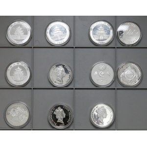 Zestaw monet srebrnych, w tym uncje Chiny (11szt)