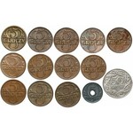 1-50 groszy 1928-1939 - w tym 2x 5 groszy 1934 i wiele monet na MS (45szt)