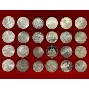 Set of silver world coins - USA, Russia, Belgium, Norway... (24pcs)