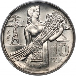 Próba NIKIEL 10 złotych 1964 Kobieta ze zbożem